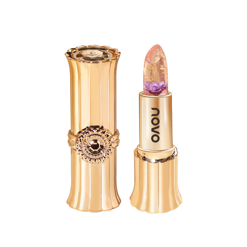 NOVO flower jelly temperature-changing lip balm does not stick to cups and does not fade. It moisturizes and whitens the skin without makeup. Color-changing lipstick 