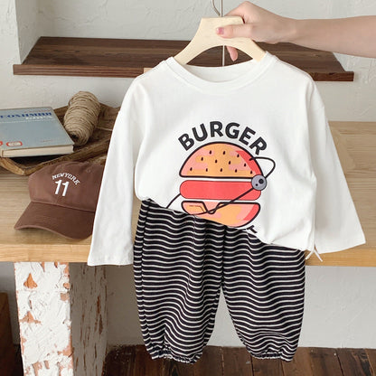 Children's T-shirt 2024 Bangcheng Spring Boys and Girls Korean Printed T-shirt Baby Round Neck Casual Top F0319