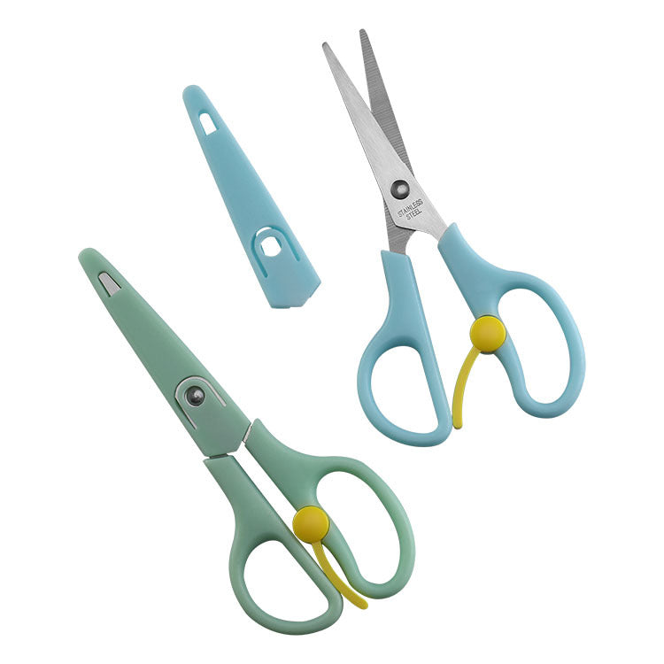 Two-yuan store department store stainless steel scissors children's scissors with sleeve student scissors baby food stationery small scissors