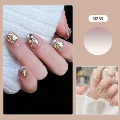 Handmade wearable nails wholesale short ballet nails pure desire ice transparent nude nail art finished nail stickers fake nails