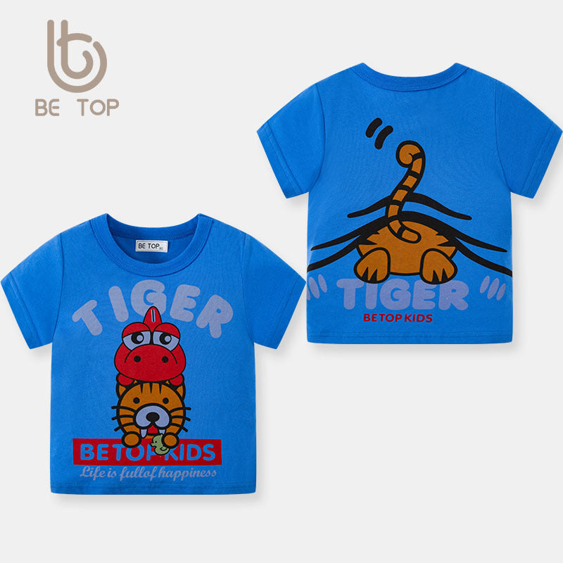 betop children's clothing manufacturers directly approve cross-border foreign trade children's T-shirts 2023 new boys cartoon printed baby T-shirts