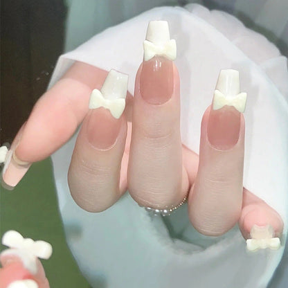 Handmade wearable nail pieces wholesale French long ins style nail art finished nail patch jelly glue spring