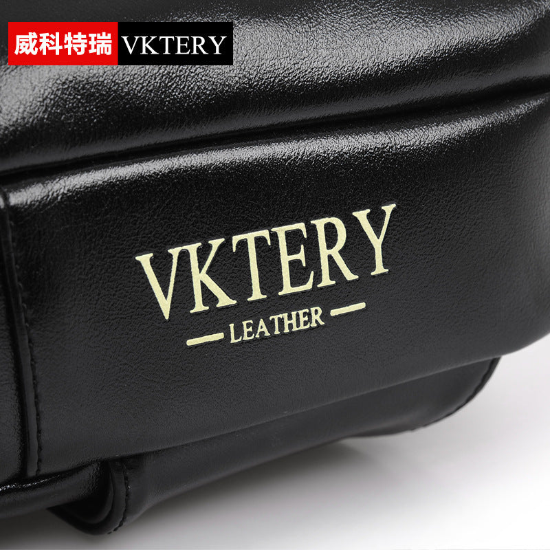 Vicoteri PU leather men's chest bag fashion Korean version multifunctional men's chest bag business retro men's chest bag 