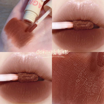 MAGIC CASA បំពង់ម្សៅតូច lip mud mousse lip glaze matte water mist velvet lipstick ជាប់បានយូរ ធ្វើអោយស 