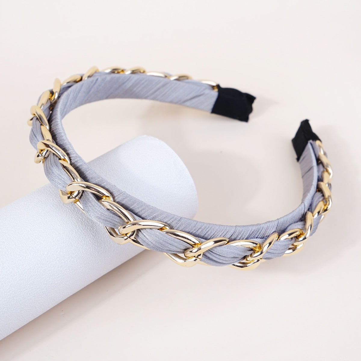 Cross-border new style headband women's European and American simple Baroque style head buckle metal lock chain wash face pressing headband hair cave