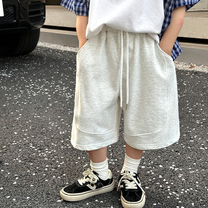 Boys summer sports shorts 2024 new loose thin medium and large children's clothing boys summer five-point pants trend