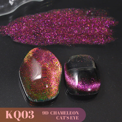 Cross-border 2023 new 9D chameleon cat's eye gel broken diamond dynamic galaxy starry sky crystal laser cat's eye nail polish gel