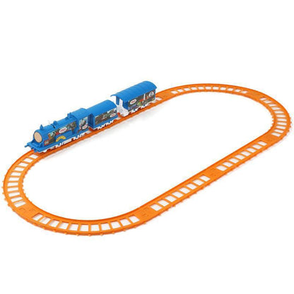 Children's electric track car DIY assembly electric train with battery boys and girls track car stall toys