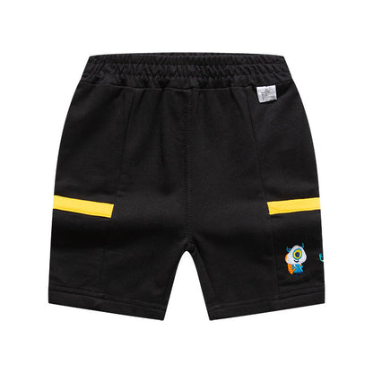 be top children's clothing summer children's shorts little monster embroidered double pocket pants boy bottoms one piece delivery