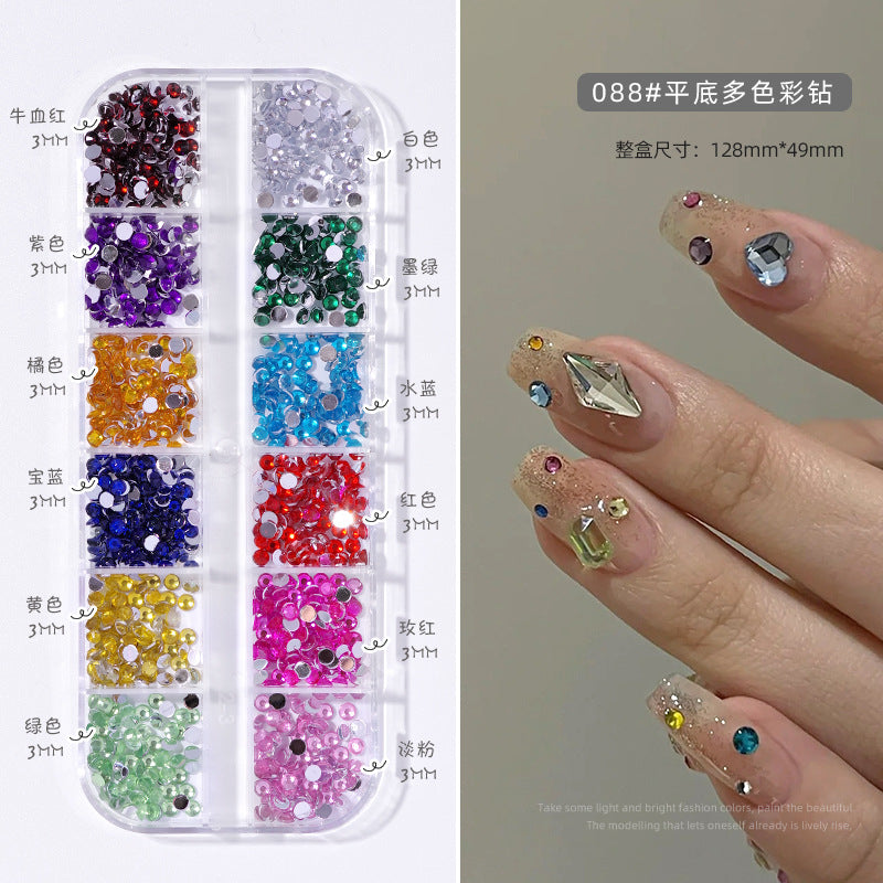 Nail accessories rhinestones flat bottom diamonds hollow rivet nail stickers diamond sequins colored diamonds flat bottom pearl shell pieces Japanese style