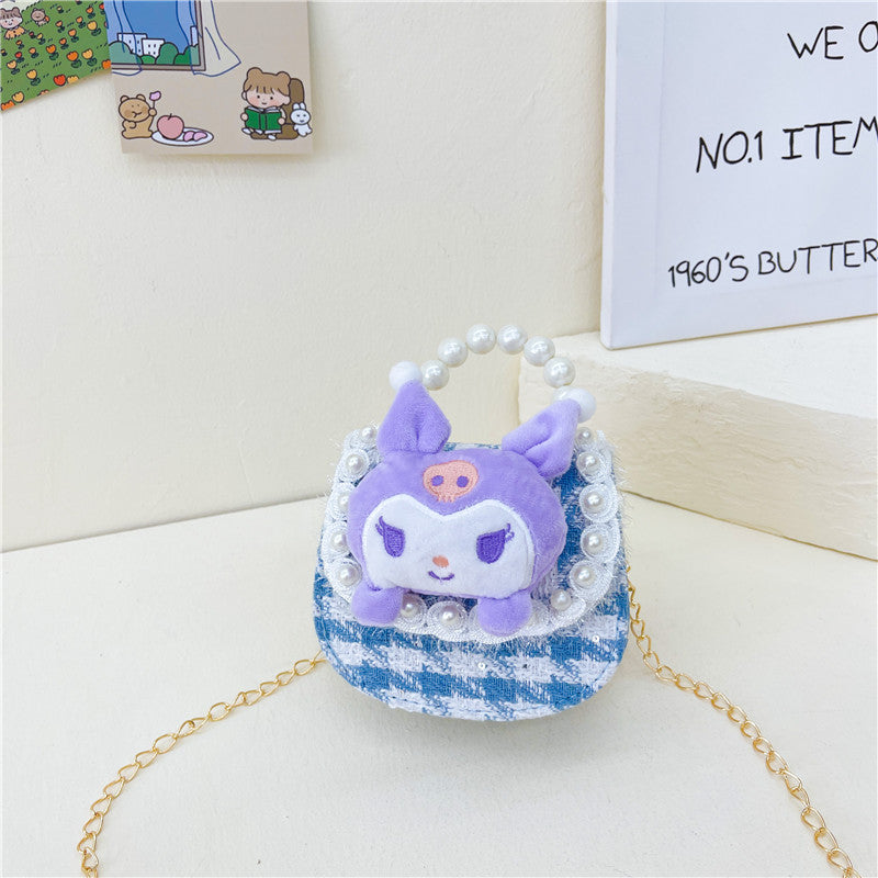 New style children's bag cute bow shoulder bag fashion pearl handbag cartoon chain crossbody bag wholesale