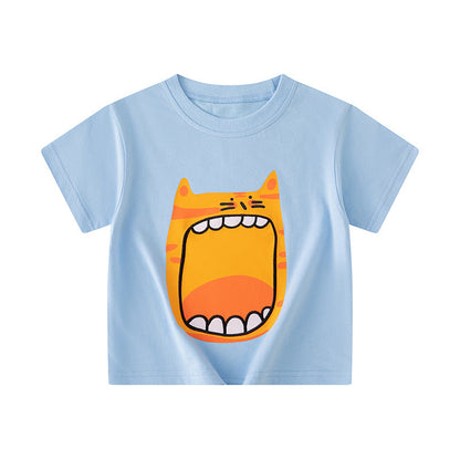 Cross-border children's clothing children's short-sleeved T-shirt cartoon dinosaur wholesale summer new boy baby clothes one piece delivery