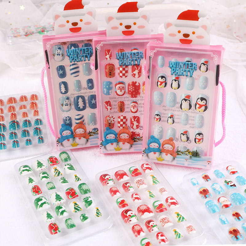 Children's nail stickers baby toddler boys and girls cartoon princess nail stickers jelly glue Christmas wear nails 