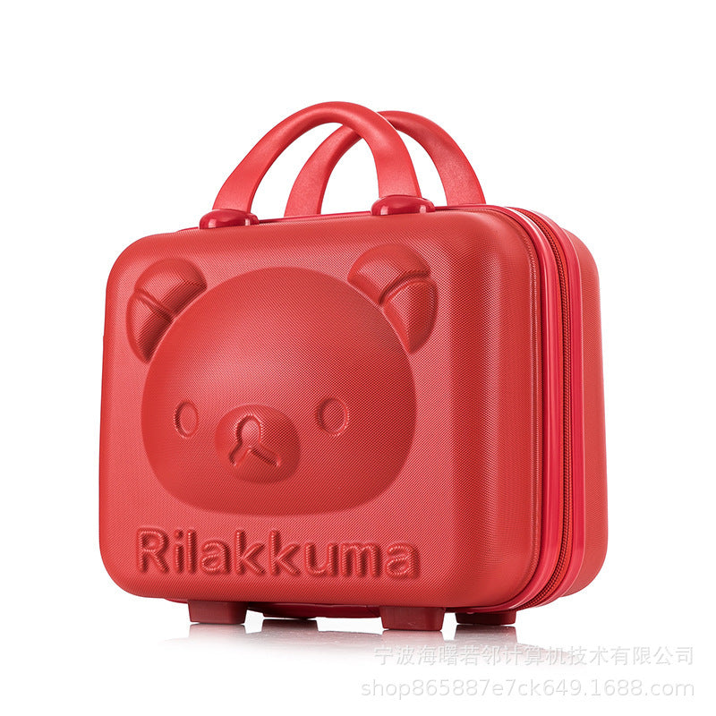 14 inch cute cartoon 3D bear carry-on luggage cosmetic small box bag password box lightweight mini storage box for women 