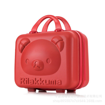 14 inch cute cartoon 3D bear carry-on luggage cosmetic small box bag password box lightweight mini storage box for women 