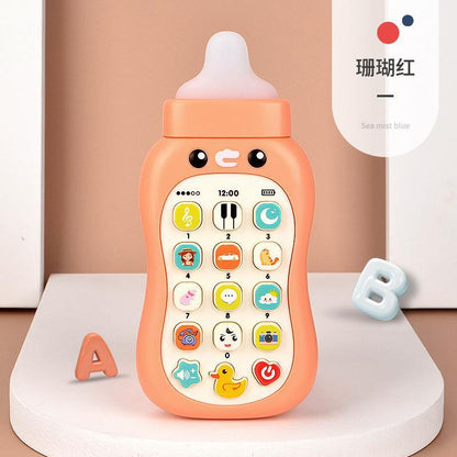 Cross-border children's educational mobile phone can chew milk bottle mobile phone simulation baby bilingual early education music phone story machine