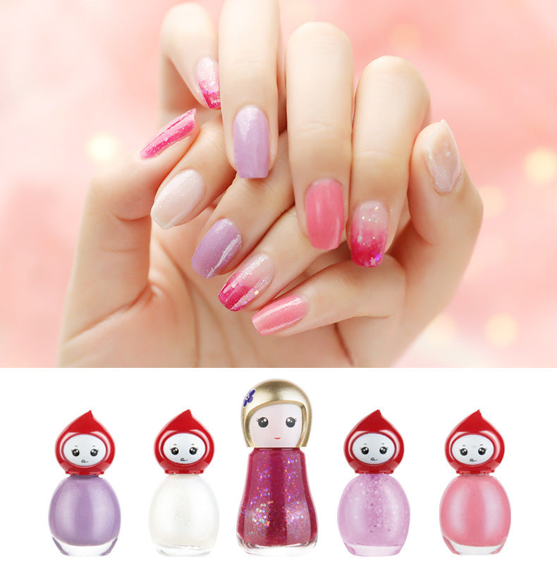 BK water-based tearable nail polish 6-color set wholesale peelable no-bake quick-drying pregnant women students cute bottle cross-border