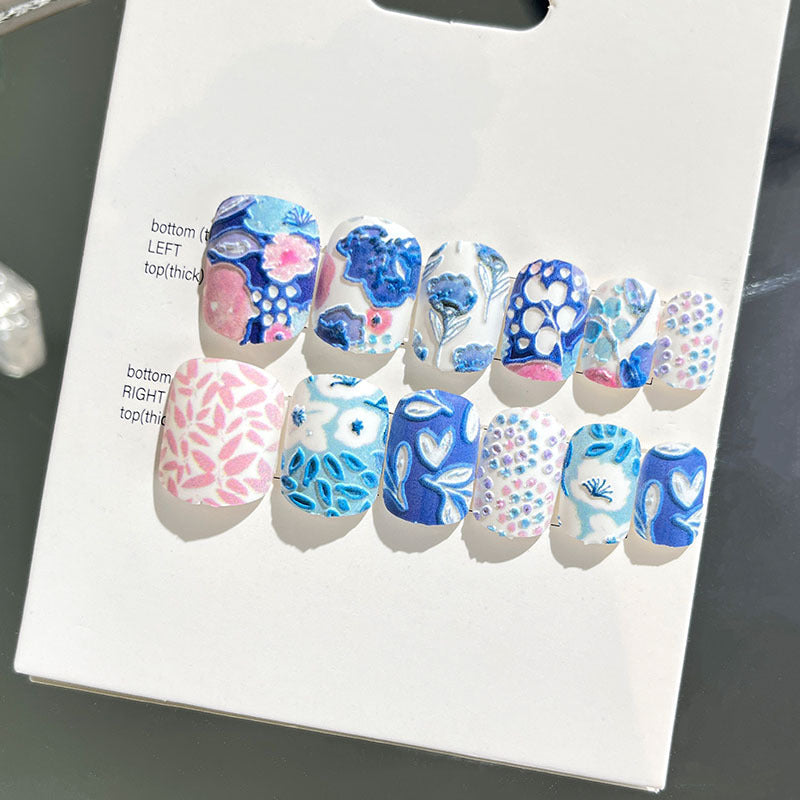 Wearable nail art finished nail pieces adult short bridal style embossed nude 2023 new nail stickers