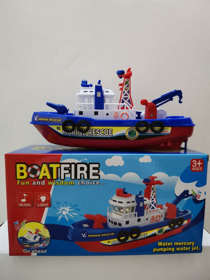 Cross-border electric boat cartoon sea fire boat automatic water spraying children's toy water gun with light music