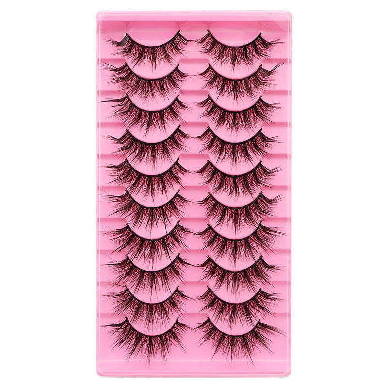 Dingsen cross-border false eyelashes factory 10 pairs of false eyelashes L natural thick curl