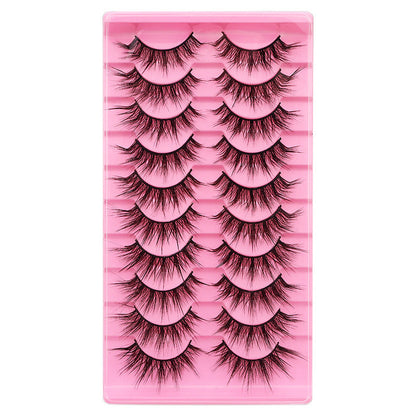 Dingsen cross-border false eyelashes factory 10 pairs of false eyelashes L natural thick curl