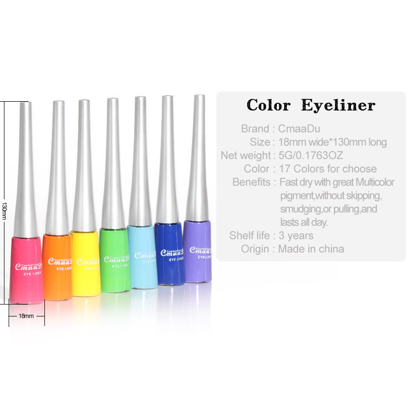 Cross-border cosmetics color liquid eyeliner pen 17 colors eyeliner fine matte long-lasting makeup not easy to smudge and remove stage makeup foreign trade