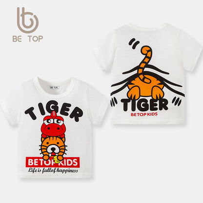 betop children's clothing manufacturers directly approve cross-border foreign trade children's T-shirts 2023 new boys cartoon printed baby T-shirts