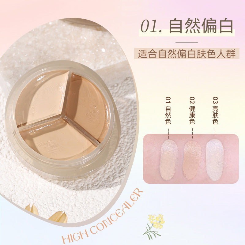 NOVO three-color concealer to cover dark circles, acne marks, facial spots, contouring, brightening, concealer palette 