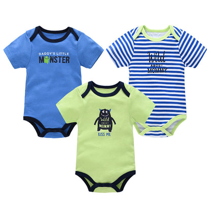 romper baby clothes 3-piece set baby summer European and American bodysuit short-sleeved baby jumpsuit cross-border manufacturer