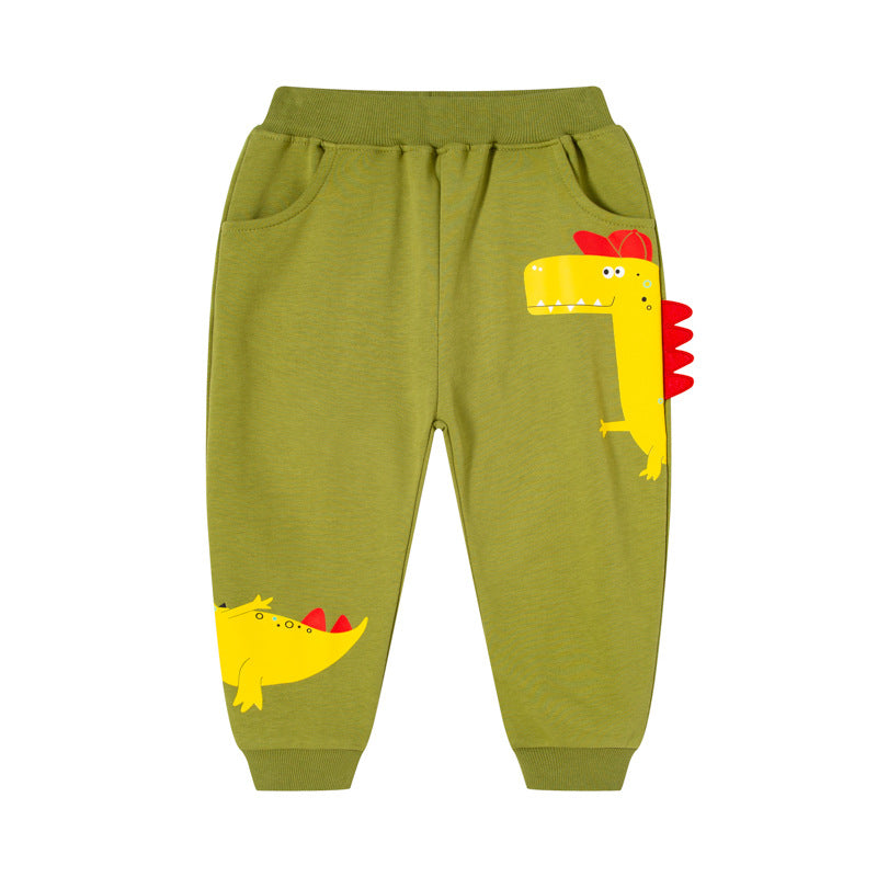 2024 new Korean version children's autumn casual trousers cartoon sports trousers boys knitted sweatpants one piece delivery