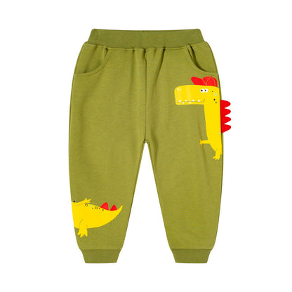 2024 new Korean version children's autumn casual trousers cartoon sports trousers boys knitted sweatpants one piece delivery