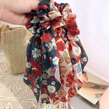 French-style hair band ribbon hair rope female national trend Chinese national style flower hair band big flower ribbon hair accessories female