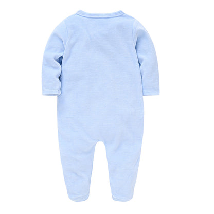 Manufacturer long-sleeved baby clothing 2-piece autumn and winter velvet boy newborn jumpsuit foot-covering clothes cross-border 