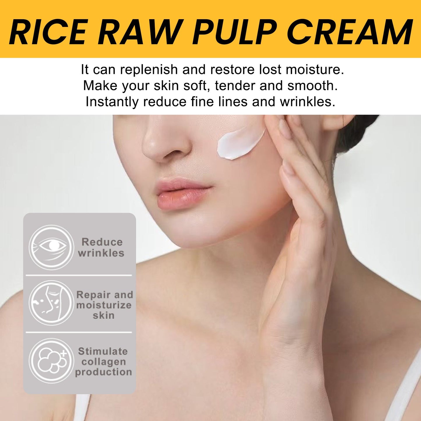 OUHOE Rice Repair Cream Lightens Facial Fine Lines Repairs Skin Barrier Delicates Pores Moisturizing Cream 