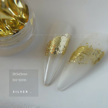 Nail Art Gold and Silver Foil Nail Decoration Colored Double-sided Gold Light Gold Champagne Retro Silver Foil Sticker