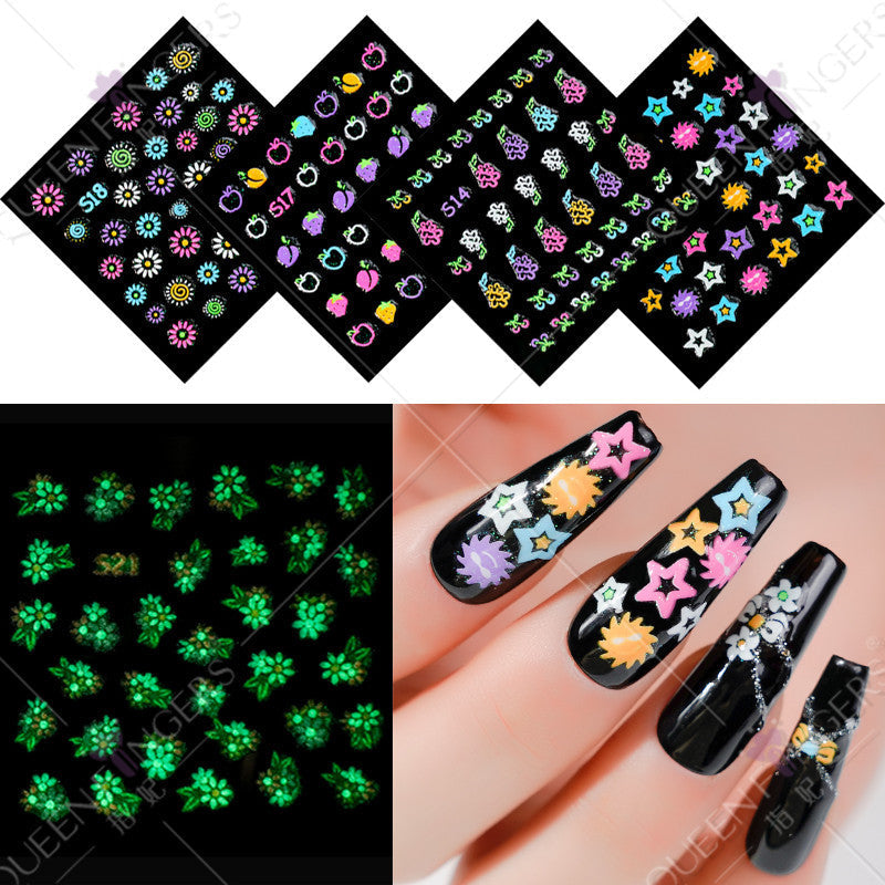 New nail art luminous butterfly stickers love flowers mixed nail art luminous nail stickers luminous stickers nail stickers