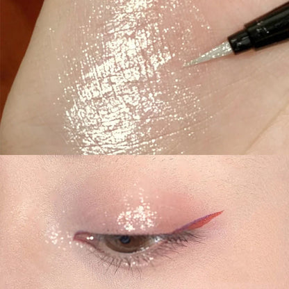 Internet celebrity diamond eyeliner pure pink litchi rose flash not easy to fade eye silkworm highlight student cut off cross-border