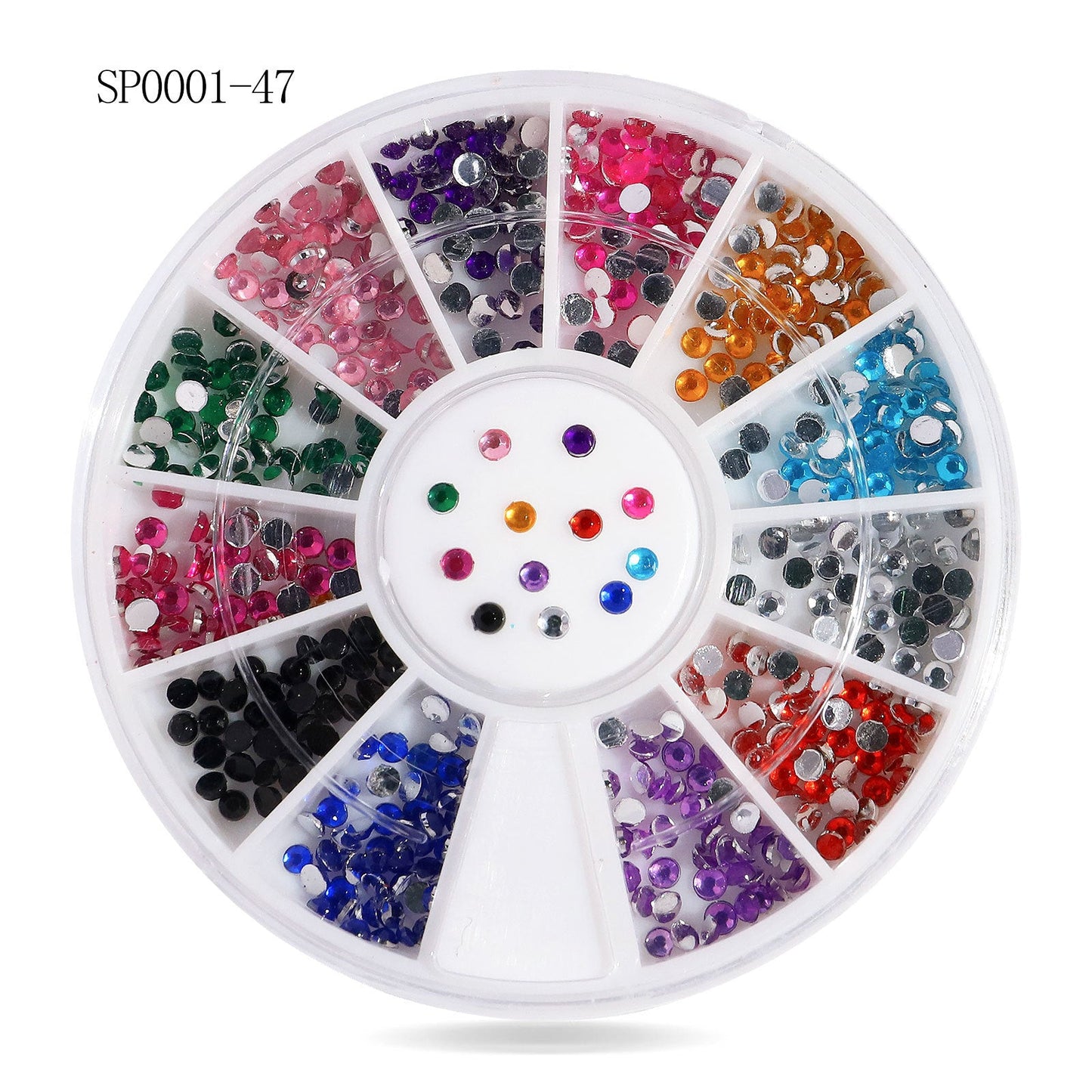 Cross-border nail art accessories nail flat bottom fantasy alloy diamond special-shaped white AB rhinestone accessories 12 grid turntable wholesale