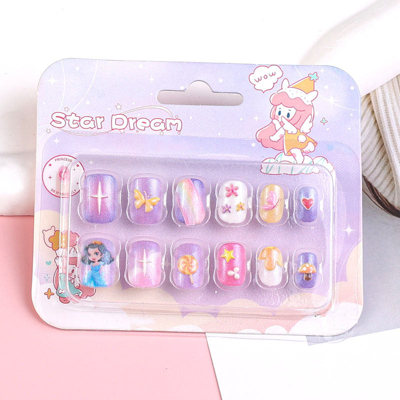 Children's cartoon nail stickers baby toy nail pieces finger wear nails new cute princess self-adhesive nail stickers