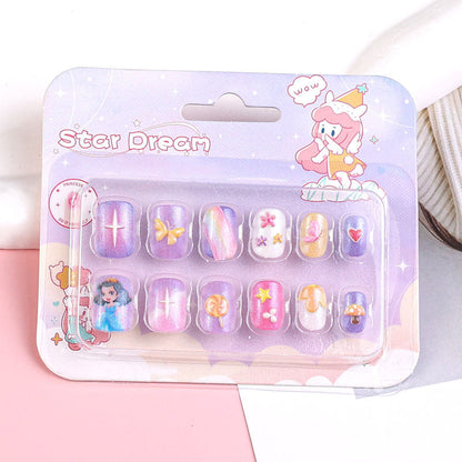 Children's cartoon nail stickers baby toy nail pieces finger wear nails new cute princess self-adhesive nail stickers