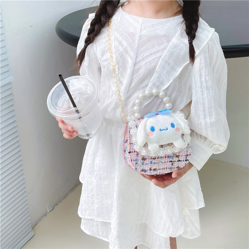 Cute Princess Crossbody Bag Fashion Pearl Handbag Girls Chain Shoulder Bag Cartoon Children Bag Wholesale 