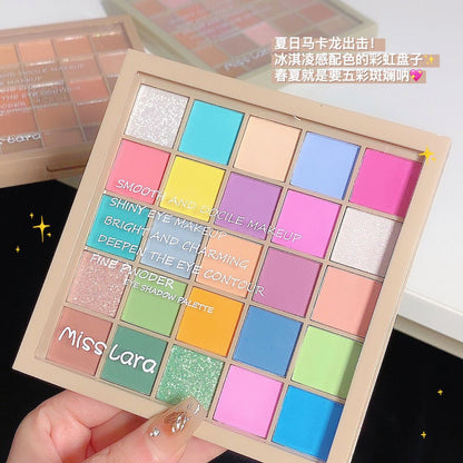 Misslara 25-color eyeshadow palette pearlescent matte macaron candy daily versatile autumn and winter color stage cross-border