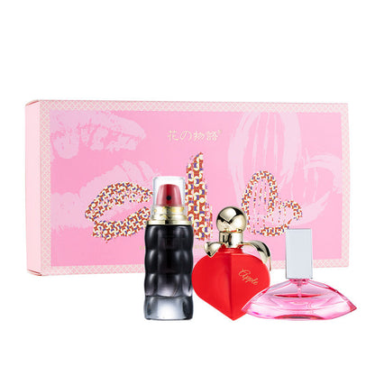 Flower Story New Arrival Women's Perfume Three-piece Set 30ml Gift Box Fresh and Long-lasting Eau de Toilette Live Cross-border 