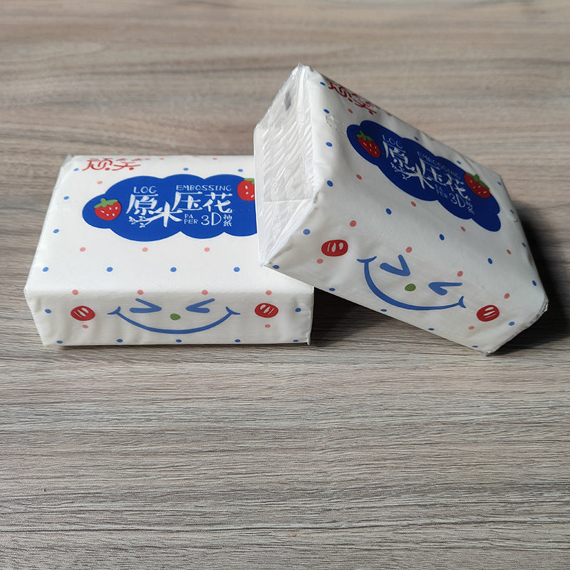 Naughty log embossed bag small portable paper towel 3 ស្រទាប់ ក្រដាសអនាម័យភោជនីយដ្ឋាន កន្សែងសម្រាប់បរិភោគអាហារ ជាមួយនឹងការដឹកជញ្ជូនដោយឥតគិតថ្លៃ