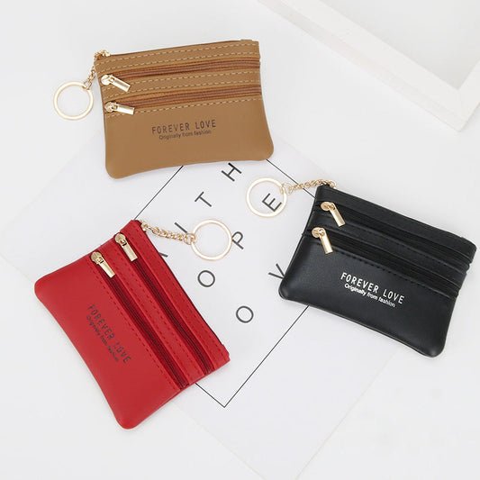 New genuine leather texture coin purse women's short small wallet multifunctional driver's license card holder soft leather key bag zipper bag 