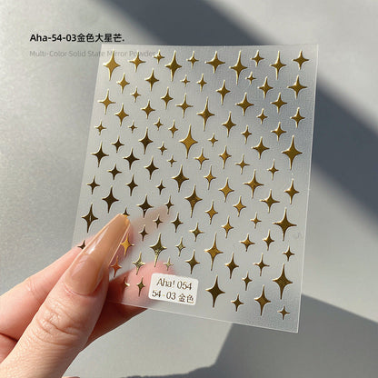 Aha dreamy big and small stars cute nail stickers crescent star Japanese gold and silver black and white nail stickers decorations