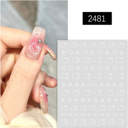 Nail stickers cute cartoon KT cat head star love Hello Kitty Kitty adhesive stickers nail decals wholesale