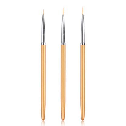 3 Gradient Gold Fishtail Line Pens Nail Art Drawing Line Pens Drawing Pens Small Brush Painting Pen Set