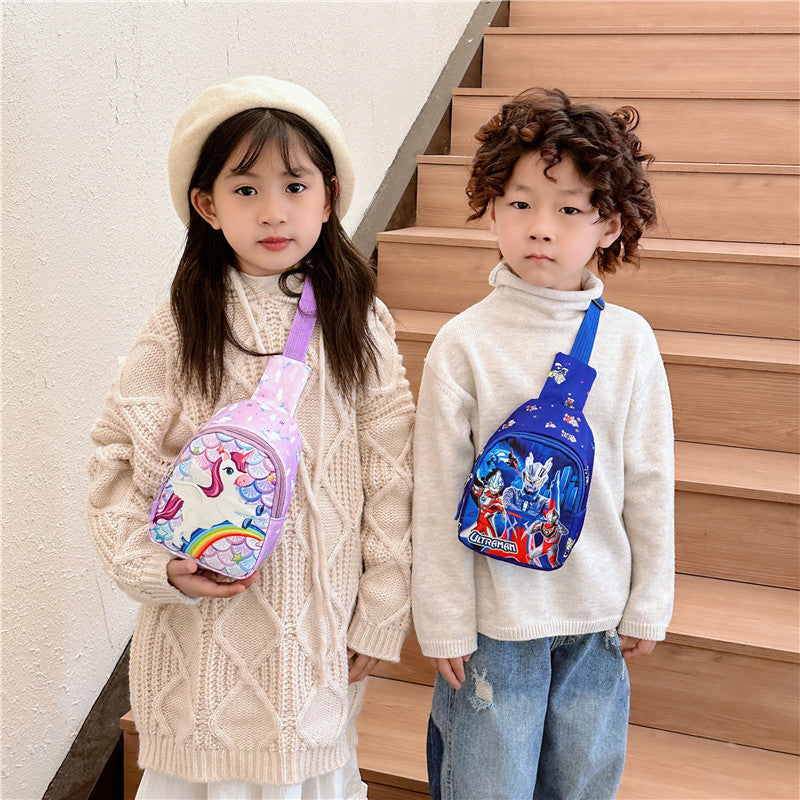 New autumn and winter children's bags fashion contrast color printing crossbody bag female simple versatile change children's chest bag wholesale 