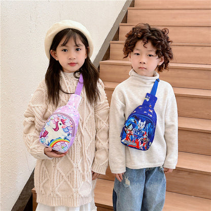 New autumn and winter children's bags fashion contrast color printing crossbody bag female simple versatile change children's chest bag wholesale 